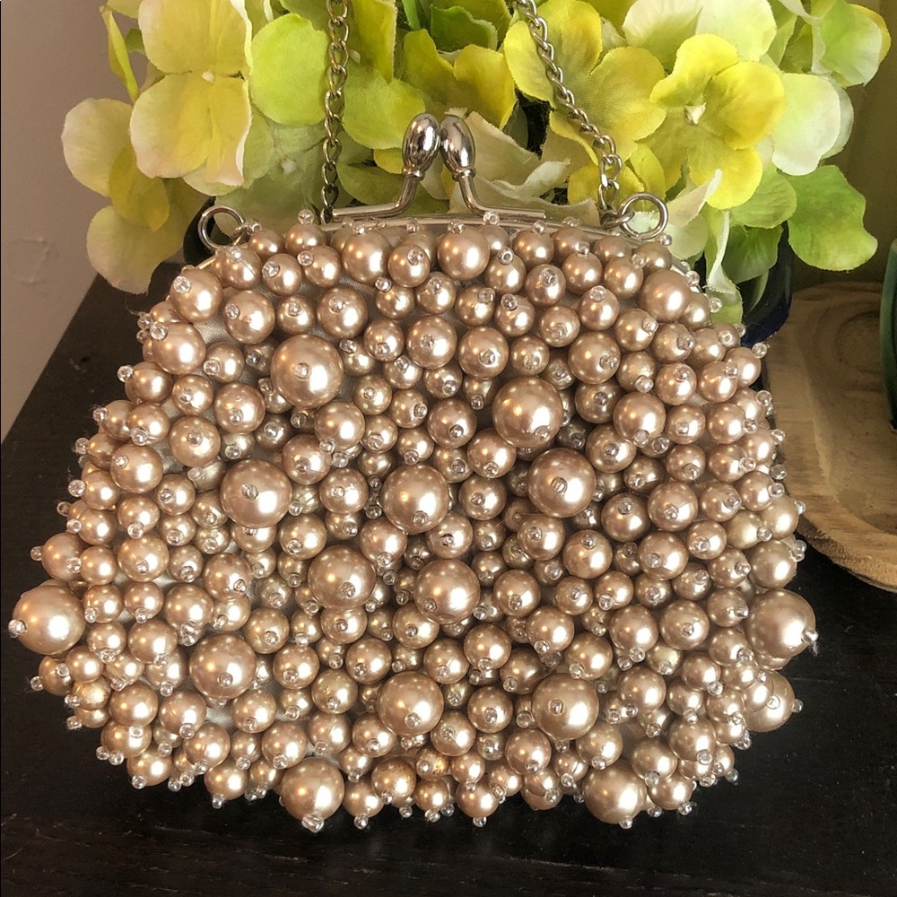 Banana Republic Pearl-Embellished Beaded Clutch - Champagne - Picture 6 of 6